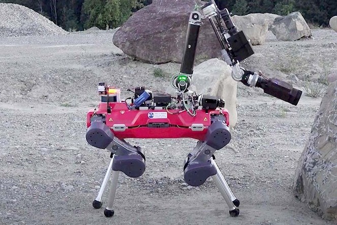 Roboterhund von Anybotics. Gemeinsam mit Maxon will das Zürcher Roboter-Start-up einen Laufroboter für den Monde entwickeln. | © ETH Zürich Roboterhund von Anybotics. Gemeinsam mit Maxon will das Zürcher Roboter-Start-up einen Laufroboter für den Monde entwickeln. | © ETH Zürich