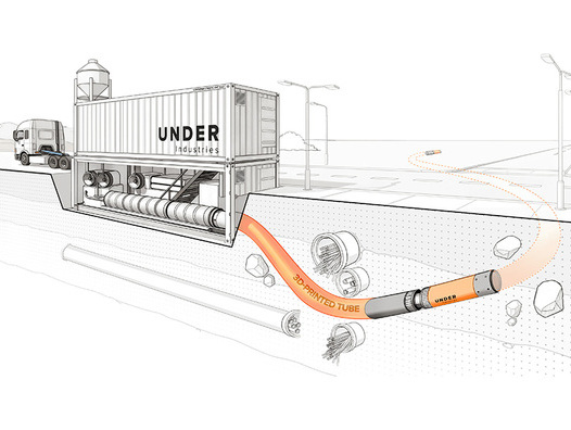 So stellen sich die Macher von Under Industries den Einsatz ihrer Tunnelbohrmaschine vor. Die Maschine soll Tunnel für Leitungen bohren können, ohne dass Gräben ausgehoben werden müssen. | © Under Industries